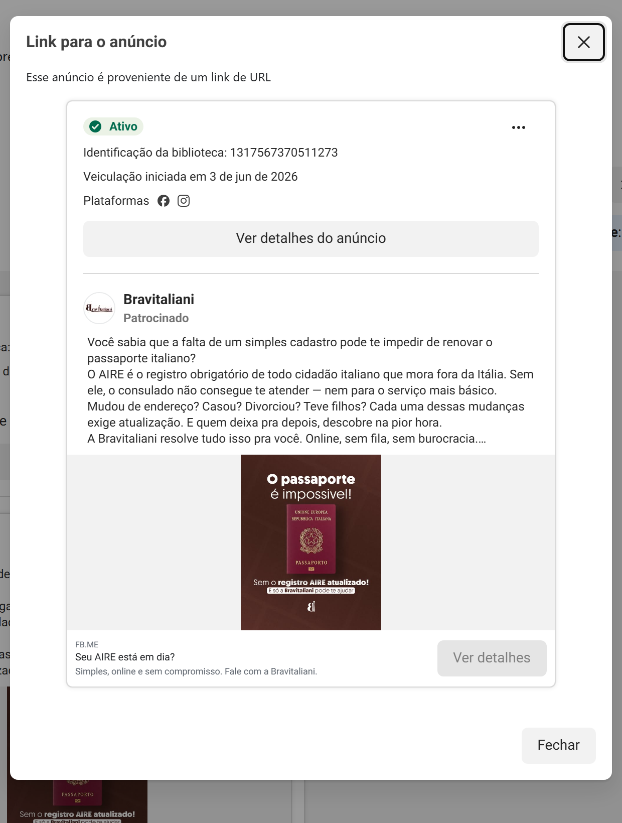 Anúncio Bravitaliani AIRE