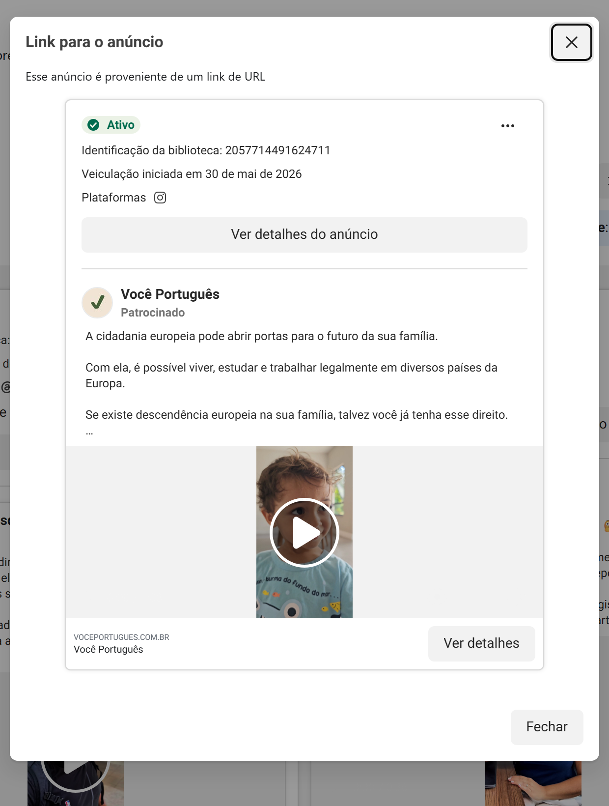 Anúncio Você Português