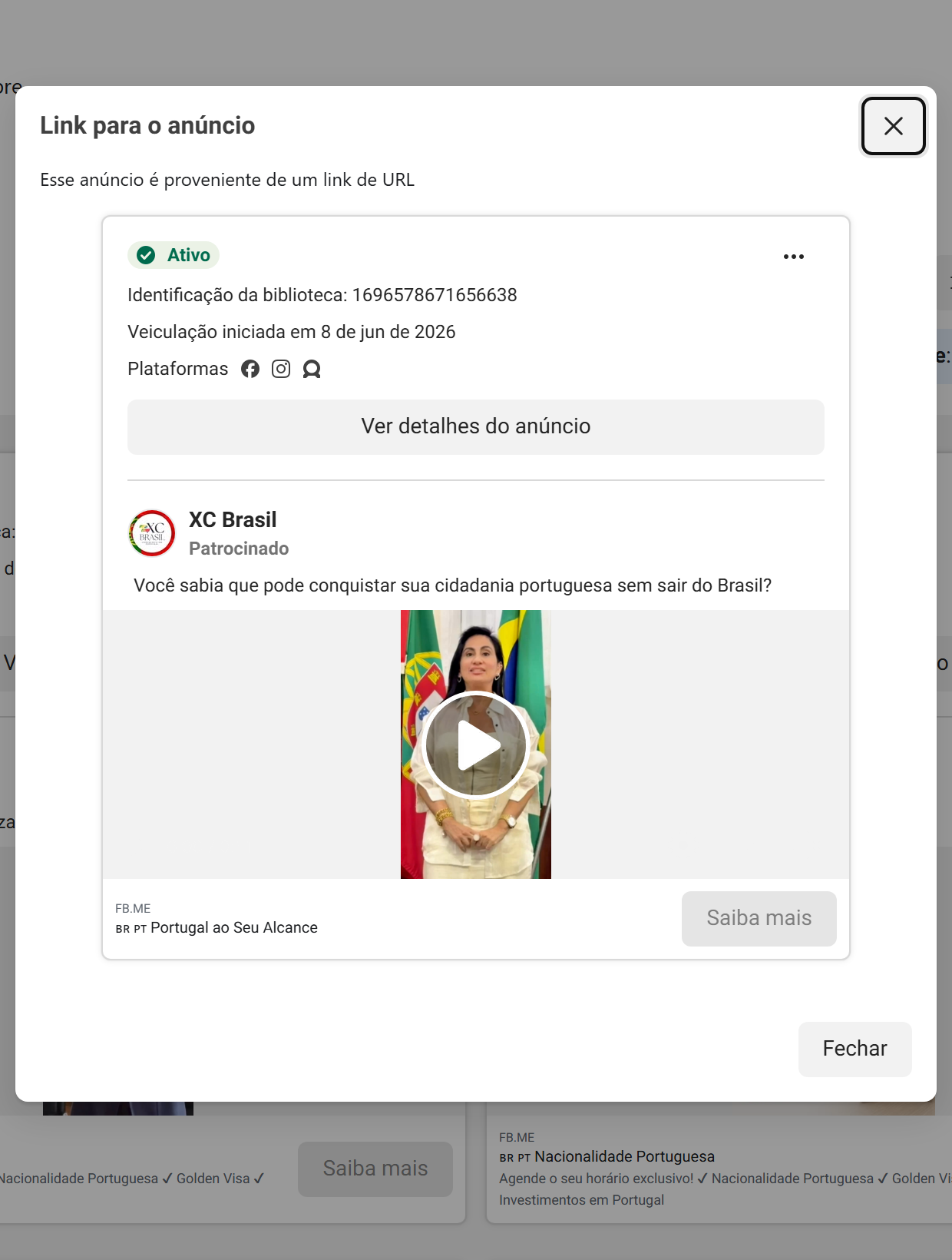 Anúncio XC Brasil Portugal